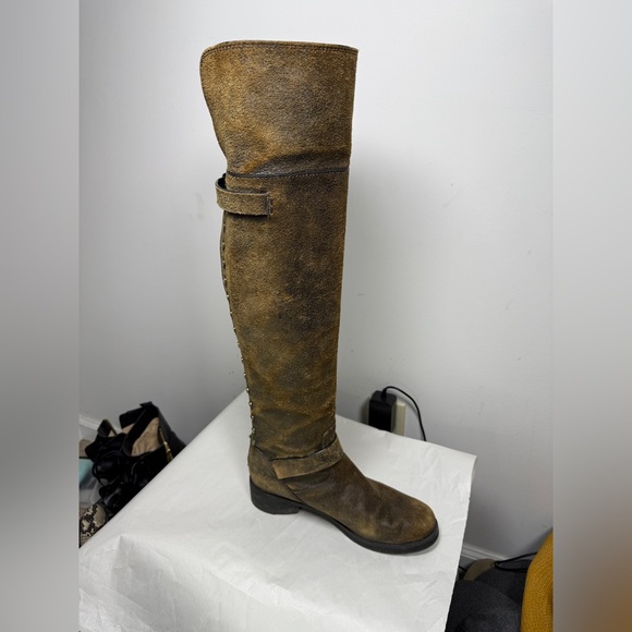 Tory Burch Tarulli Over-the-knee Boots Distressed Leather Sz 8.5 - Picture 10 of 16